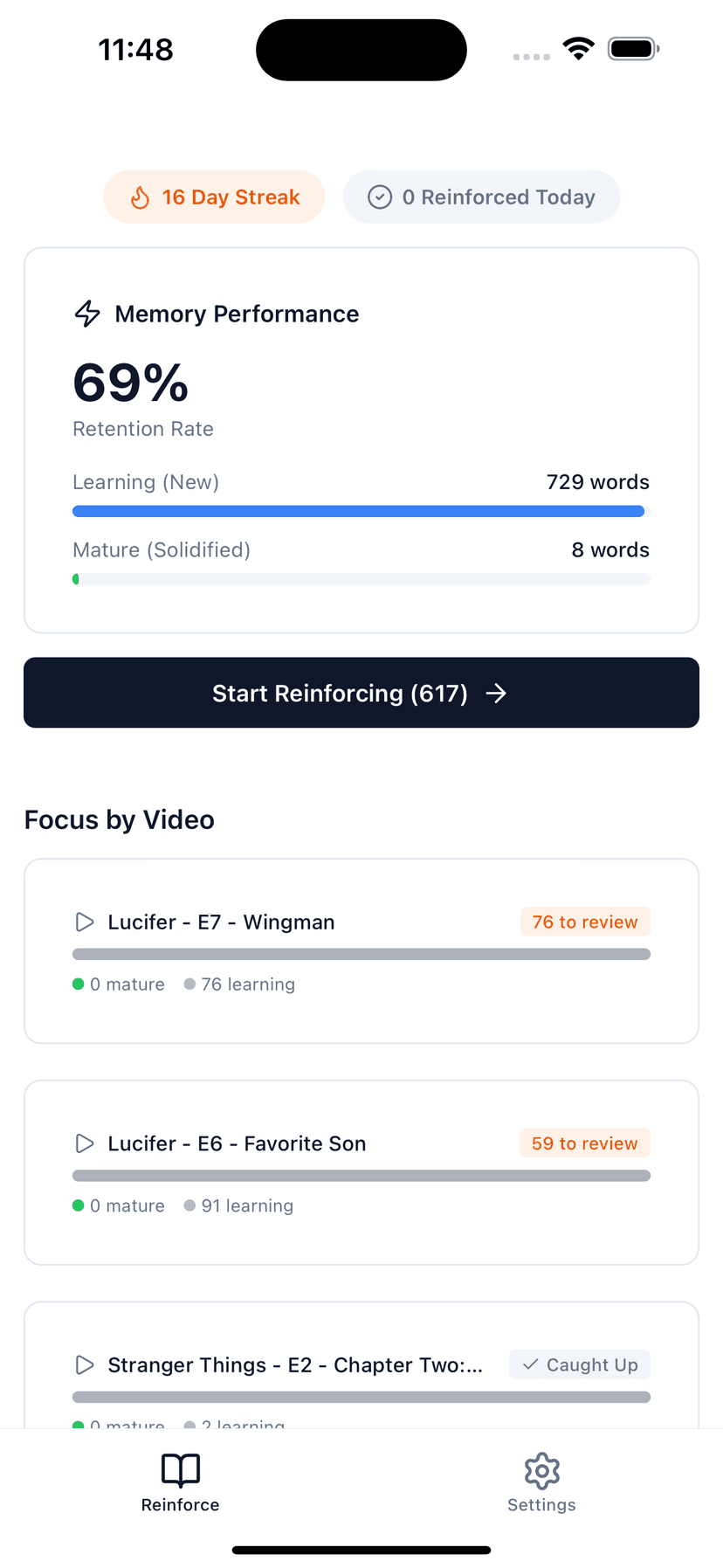 zeroStudy Reinforce landing screen